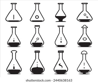 Laboratory glassware icon set on white background. Vector illustration.