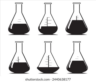 Laboratory glassware icon set on white background. Vector illustration.
