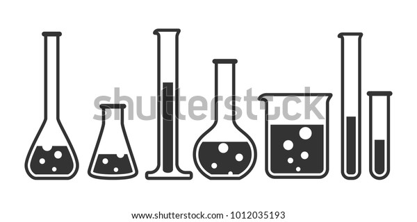 Laboratory Glassware Instruments Icons Set Equipment Stock Vector ...