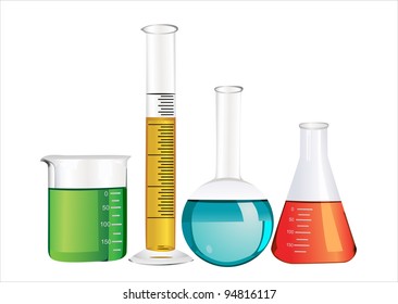 Laboratory glassware isolated over white background