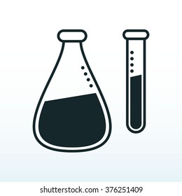 Laboratory glassware line icon. Isolated on white with navy gradient background. Flat style trendy modern vector illustration