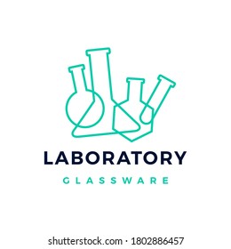 laboratory glassware logo vector icon illustration