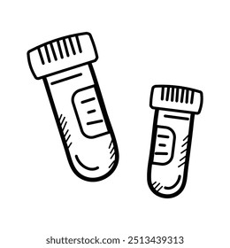 Cristalería de laboratorio, mezcla y observación de reacciones químicas, tubos de ensayo doodle icono