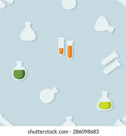 Laboratory glassware seamless vector background