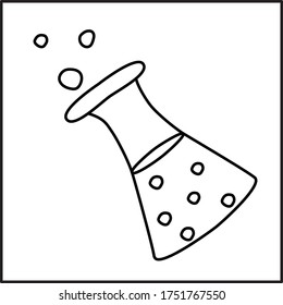 Laboratory glassware. Single element of chemistry set. Outline. Doodle style