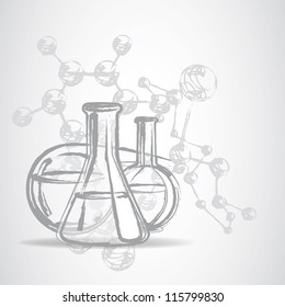 Laboratory glassware sketch eps 10 vector illustration