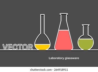 Laboratory glassware and space for text. Flat design.Banners