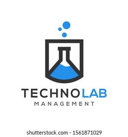 Laboratory glassware technology science modern simple logo design lab 