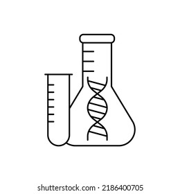 Laboratory Glassware, Test Tube With Laboratory Flask, Genetic Research Icon Vector