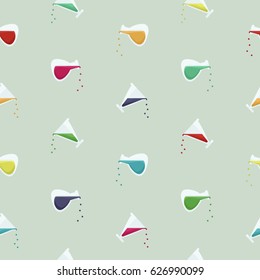 Laboratory glassware with various liquids - vector background