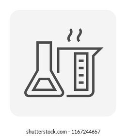 Laboratory glassware vector icon consist of flask and beaker. Sample container or equipment tool for scientists, doctor or student to test, research, experiment or analysis in chemistry. 48x48 pixel.
