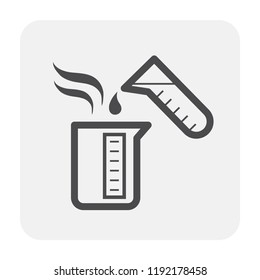 Laboratory glassware vector icon consist of round bottom flask and beaker. Sample container or equipment tool for scientists, doctor or student to test, research, experiment or analysis in chemistry.
