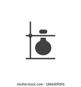 Icono vector de vidrio de laboratorio. signo plano relleno para concepto móvil y diseño web. Prueba de laboratorio, experimenta un icono de glifo. Símbolo, ilustración del logotipo. Gráficos vectoriales