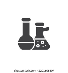 Laborglas-Vektorsymbol. volles Flachzeichen für mobiles Konzept und Webdesign. Chemisches Teströhrchen-Symbol Symbol, Logo-Abbildung. Vektorgrafik
