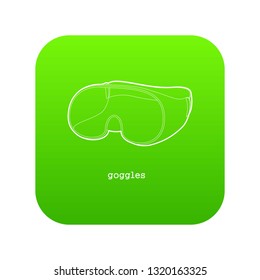 Laboratory goggles icon green vector isolated on white background
