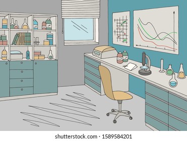 Laboratory graphic color interior sketch illustration vector