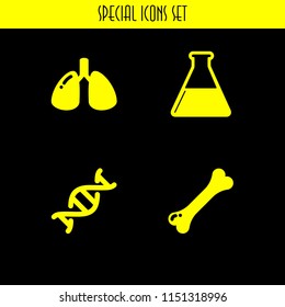 laboratory icon. 4 laboratory set with flask, biology and dna vector icons for web and mobile app