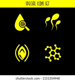 laboratory icon. 4 laboratory set with molecule, reproduction, sperm and test vector icons for web and mobile app
