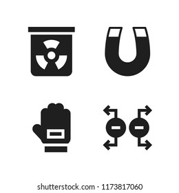 laboratory icon. 4 laboratory vector icons set. magnet, chemical and glove icons for web and design about laboratory theme