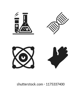 laboratory icon. 4 laboratory vector icons set. molecules, glove and flasks icons for web and design about laboratory theme