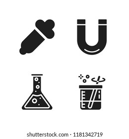 laboratory icon. 4 laboratory vector icons set. beaker, pipette and magnet icons for web and design about laboratory theme