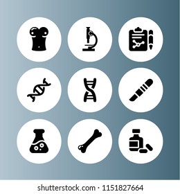 laboratory icon. 9 laboratory set with biology, dna, scalpel and flask vector icons for web and mobile app