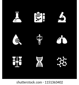 laboratory icon. 9 laboratory set with dna, flask, molecule and microscope vector icons for web and mobile app