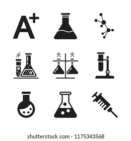 laboratory icon. 9 laboratory vector icons set. tube, syringe and flasks icons for web and design about laboratory theme