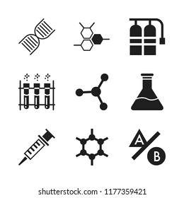 laboratory icon. 9 laboratory vector icons set. flask, syringe and molecular bond icons for web and design about laboratory theme