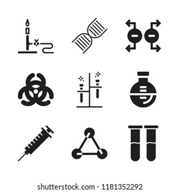 laboratory icon. 9 laboratory vector icons set. molecules, injection and dna icons for web and design about laboratory theme