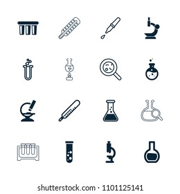Laboratory icon. collection of 16 laboratory filled and outline icons such as microscope, filter, test tube, thermometer. editable laboratory icons for web and mobile.