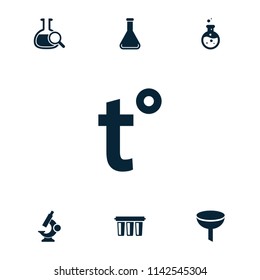 Laboratory icon. collection of 7 laboratory filled icons such as filter, test tube, temperature, microscope. editable laboratory icons for web and mobile.