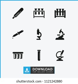 Laboratory icon. collection of 9 laboratory filled icons such as thermometer, microscope, test tube, filter. editable laboratory icons for web and mobile.