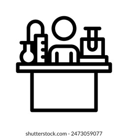 Laboratory icon. research facility with outline style icons. Vector Illustrations.