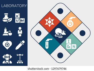  laboratory icon set. 13 filled laboratory icons. Simple modern icons about  - Rat, Mad scientist, Dropper, Health, Eye dropper, Flask, Chemist, Periodic table, Florence flask
