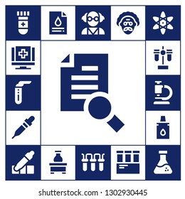  laboratory icon set. 17 filled laboratory icons.  Simple modern icons about  - Blood test, Medical, Test tube, Research, Pipette, Microscope, Eyedropper, Flask, Mad scientist