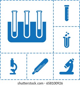 Laboratory icon. set of 6 laboratory filled icons such as thermometer, microscope, heart test tube