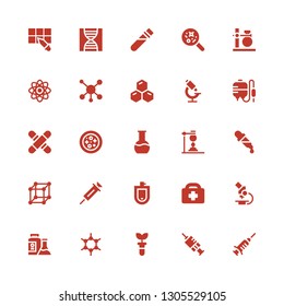 laboratory icon set. Collection of 25 filled laboratory icons included Vaccine, Vaccination, Test tube, Molecules, Flask, Microscope, Healthcare, Urinal, Dropper, Petri dish, Medical