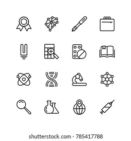 Laboratory icon set. Collection of high quality black outline logo for web site design and mobile apps. Vector illustration on a white background.