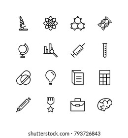 Laboratory icon set. Collection of high quality black outline logo for web site design and mobile apps. Vector illustration on a white background.