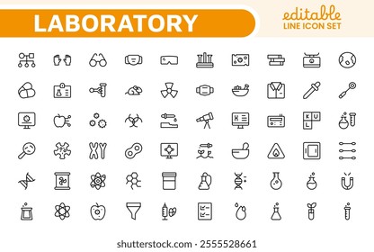 Laboratory Icon Set. A meticulously designed collection of icons for scientific research, experimentation, and research presentations to convey professionalism and innovation.