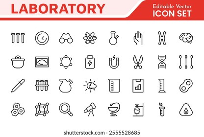 Laboratory Icon Set. A meticulously designed collection of icons for scientific research, experimentation, and research presentations to convey professionalism and innovation.