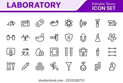 Laboratory Icon Set. A meticulously designed collection of icons for scientific research, experimentation, and research presentations to convey professionalism and innovation.