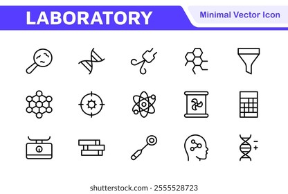 Laboratory Icon Set. A meticulously designed collection of icons for scientific research, experimentation, and research presentations to convey professionalism and innovation.