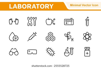Laboratory Icon Set. A meticulously designed collection of icons for scientific research, experimentation, and research presentations to convey professionalism and innovation.