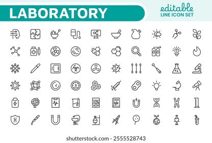 Laboratory Icon Set. A meticulously designed collection of icons for scientific research, experimentation, and research presentations to convey professionalism and innovation.