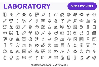 Laboratory Icon Set. A meticulously designed collection of icons for scientific research, experimentation, and research presentations to convey professionalism and innovation.