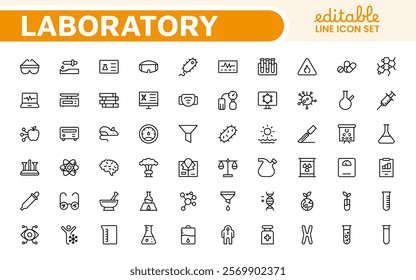 Laboratory Icon Set. A meticulously designed collection of icons for scientific research, experimentation, and research presentations to convey professionalism and innovation.