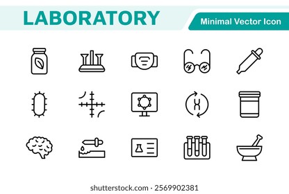 Laboratory Icon Set. A meticulously designed collection of icons for scientific research, experimentation, and research presentations to convey professionalism and innovation.