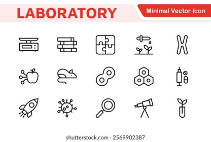 Laboratory Icon Set. A meticulously designed collection of icons for scientific research, experimentation, and research presentations to convey professionalism and innovation.